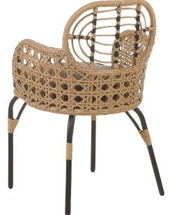 Conjunto De 2 Cadeiras De Jardim Em Rattan Cor Natural Com Almofadas Pratello
