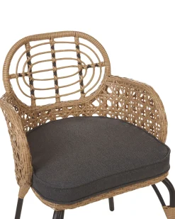 Conjunto De 2 Cadeiras De Jardim Em Rattan Cor Natural Com Almofadas Pratello