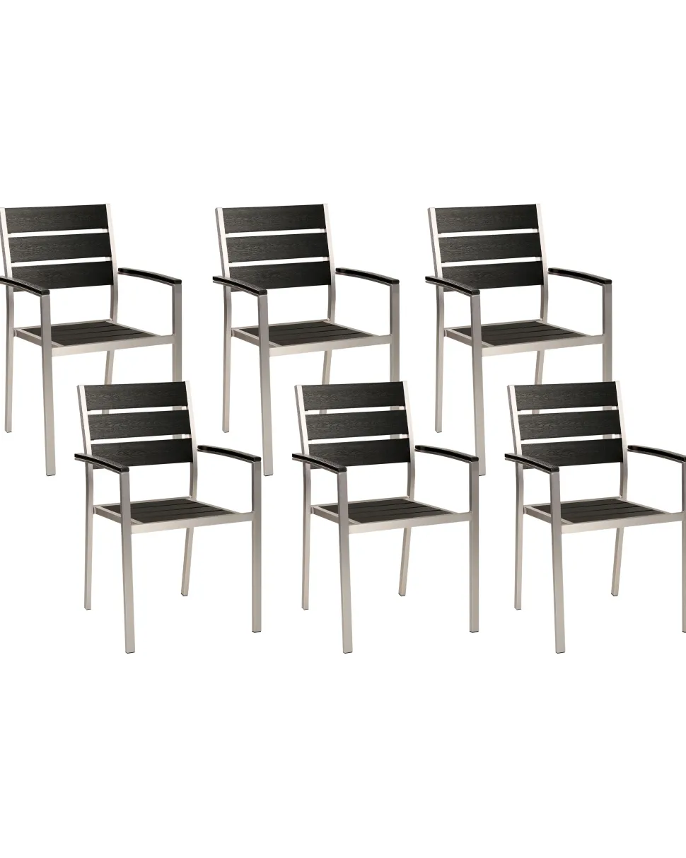 Conjunto De 6 Cadeiras De Jardim Pretas Vernio