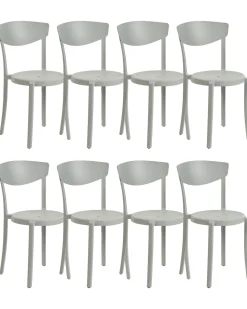Conjunto De 8 Cadeiras De Jantar Cinzentas Claras Vieste