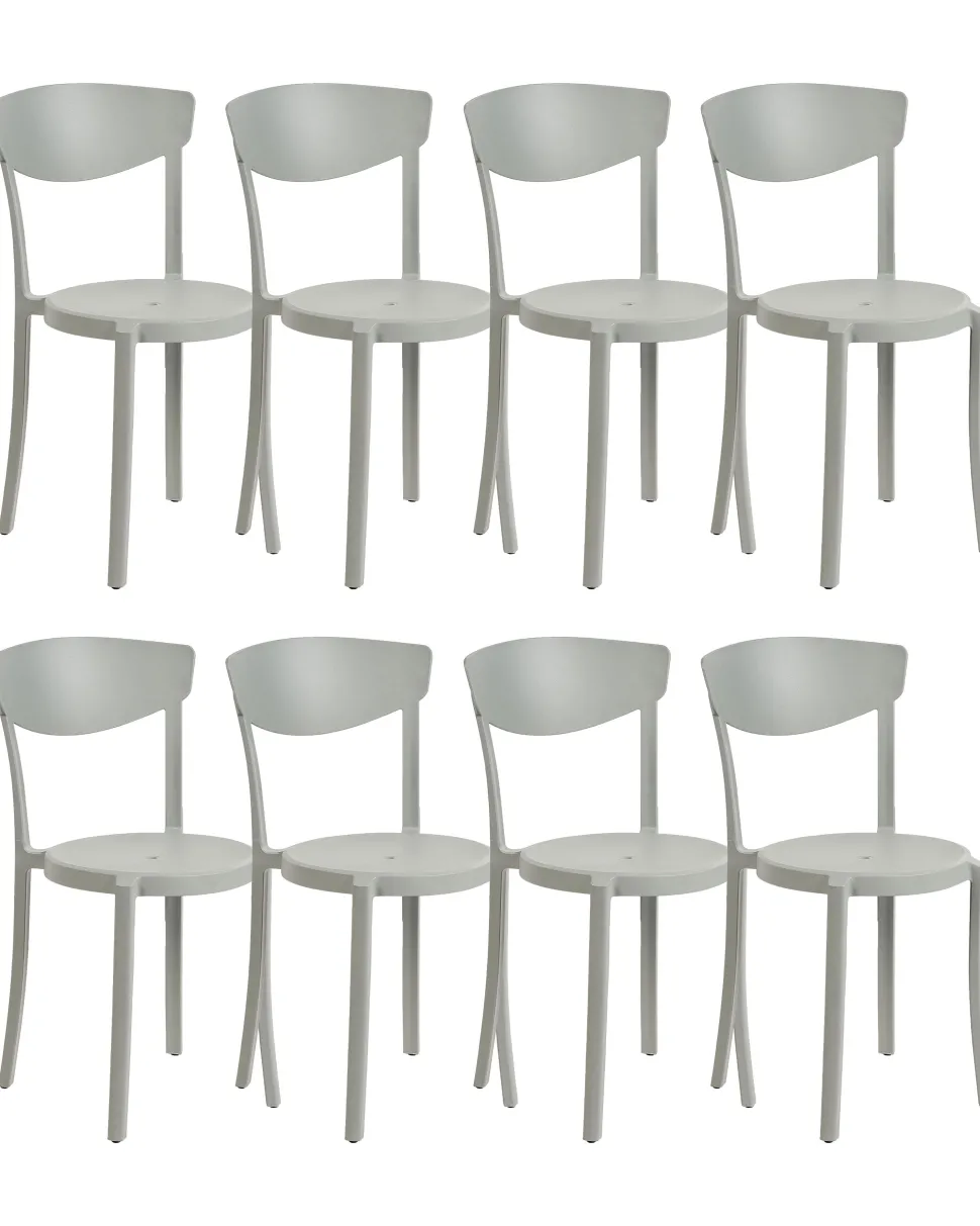Conjunto De 8 Cadeiras De Jantar Cinzentas Claras Vieste