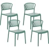 Conjunto De 4 Cadeiras De Jantar Em Plastico Verde Menta Gela