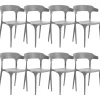Conjunto De 8 Cadeiras De Jantar Cinzentas Escuras Gubbio