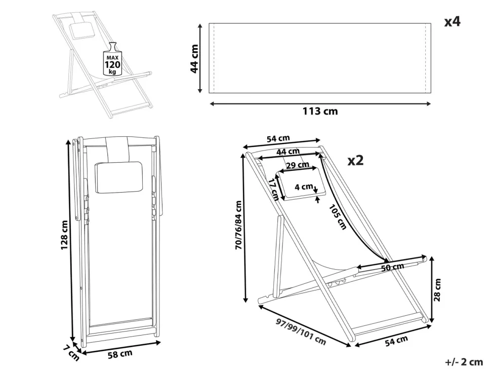 Conjunto De 2 Cadeiras De Jardim Com 2 Tecidos A Escolha Em Madeira Escura Avellino