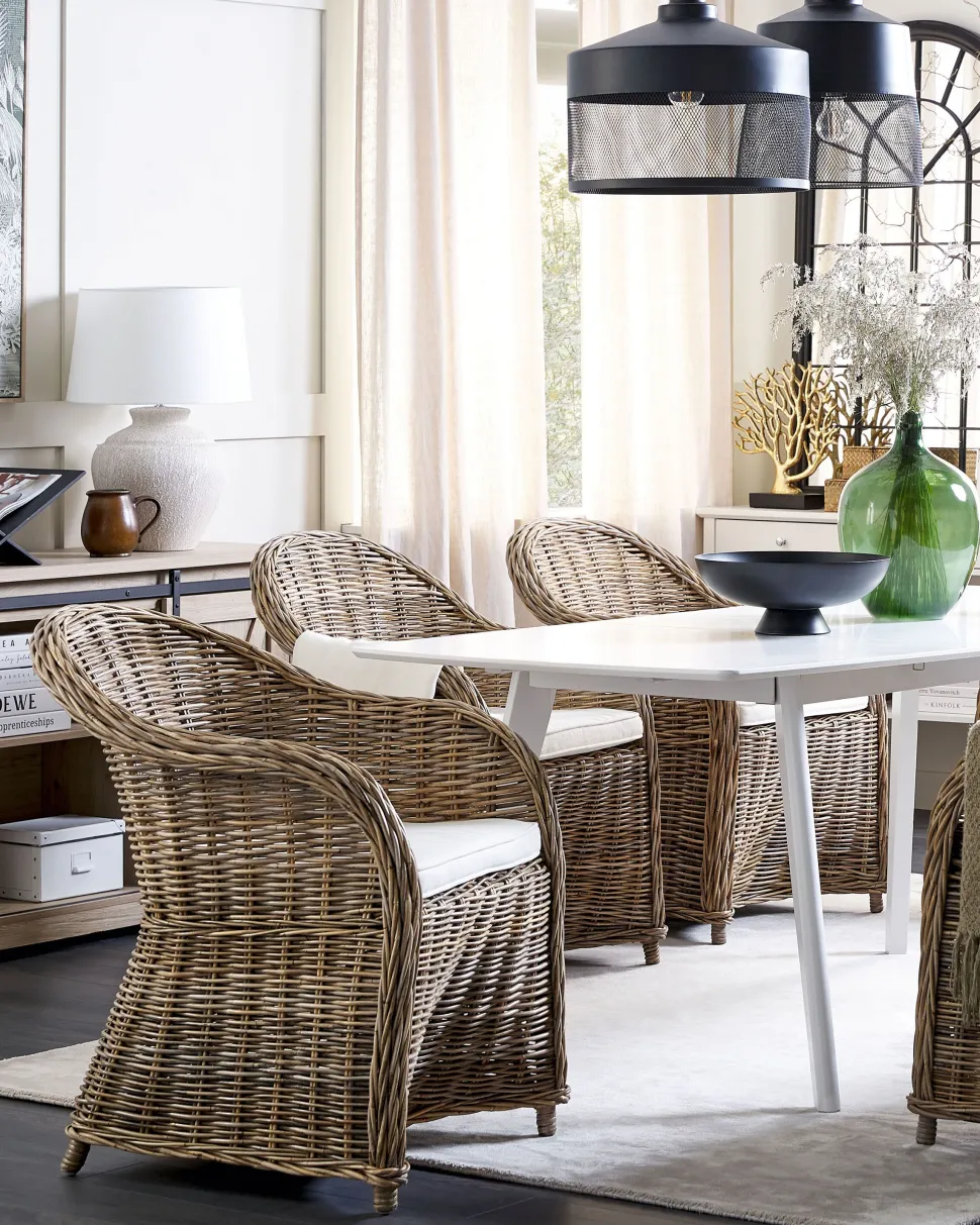 Conjunto De 2 Cadeiras De Jardim Em Rattan Cor Natural Susua