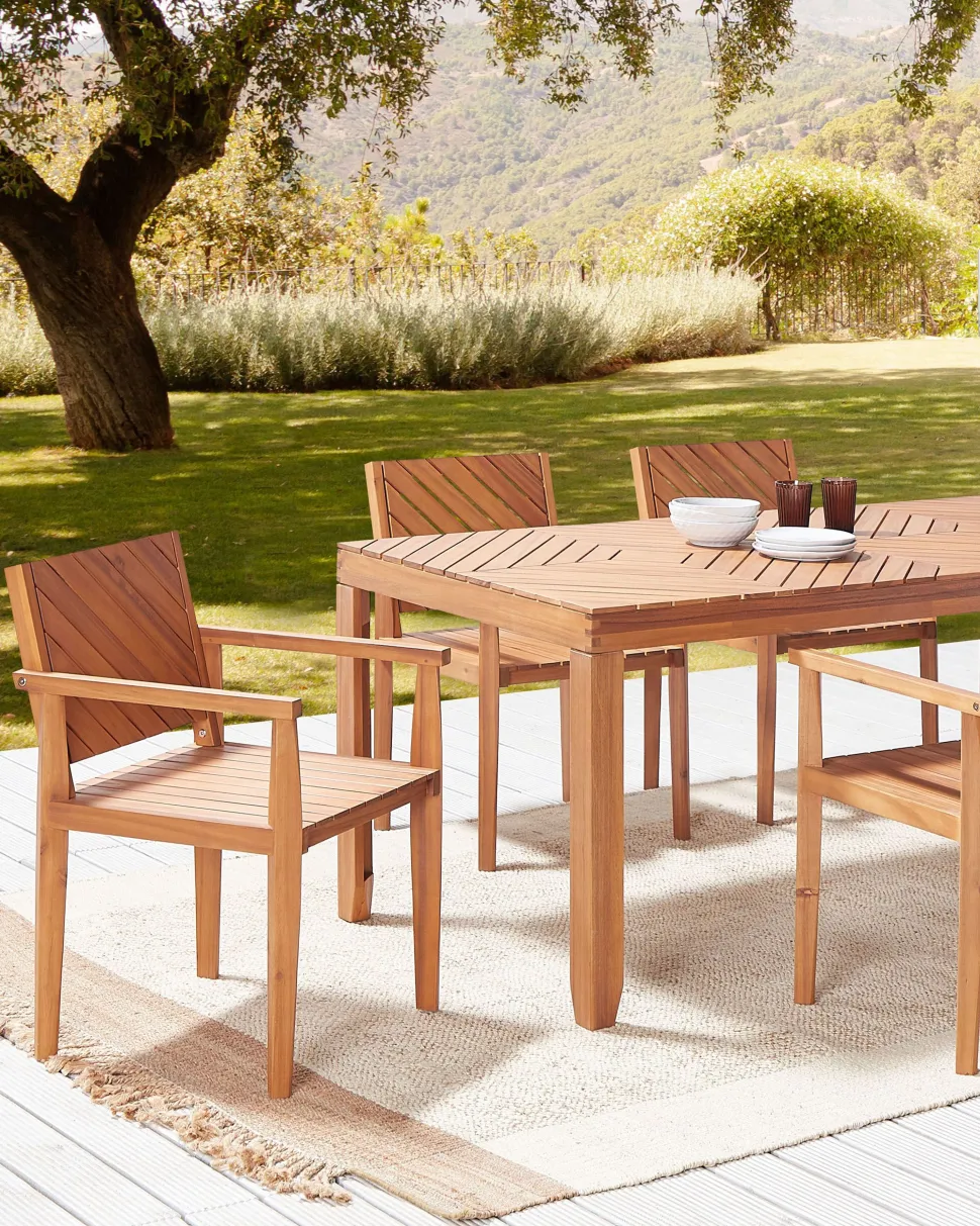 Conjunto De 4 Cadeiras De Jardim Em Madeira De Acacia Clara Baratti