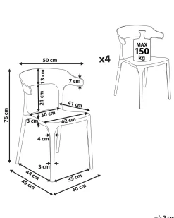 Conjunto De 4 Cadeiras De Jantar Cremes Gubbio