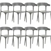 Conjunto De 8 Cadeiras De Jantar Cinzentas Gubbio