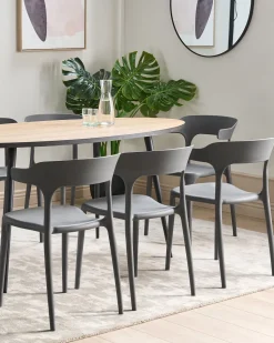 Conjunto De 8 Cadeiras De Jantar Cinzentas Gubbio