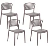 Conjunto De 4 Cadeiras De Jantar Em Plastico Taupe Gela