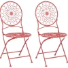 Conjunto De 2 Cadeiras De Jardim Em Metal Vermelho Scario