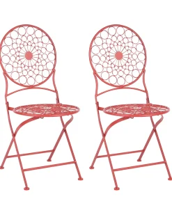Conjunto De 2 Cadeiras De Jardim Em Metal Vermelho Scario