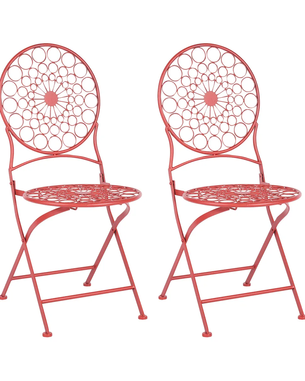 Conjunto De 2 Cadeiras De Jardim Em Metal Vermelho Scario