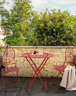 Conjunto De 2 Cadeiras De Jardim Em Metal Vermelho Scario