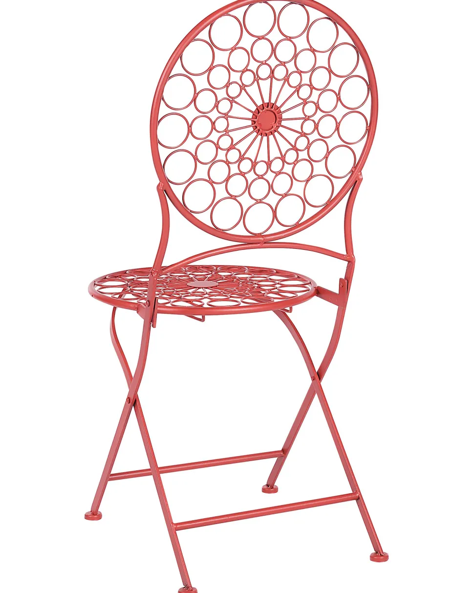 Conjunto De 2 Cadeiras De Jardim Em Metal Vermelho Scario