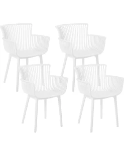 Conjunto De 4 Cadeiras Em Plastico Branco Pesaro
