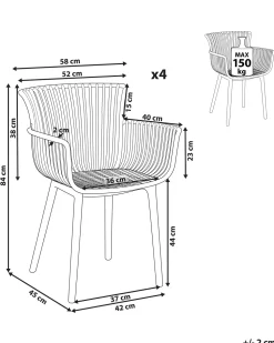 Conjunto De 4 Cadeiras Em Plastico Branco Pesaro