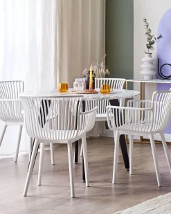 Conjunto De 4 Cadeiras Em Plastico Branco Pesaro