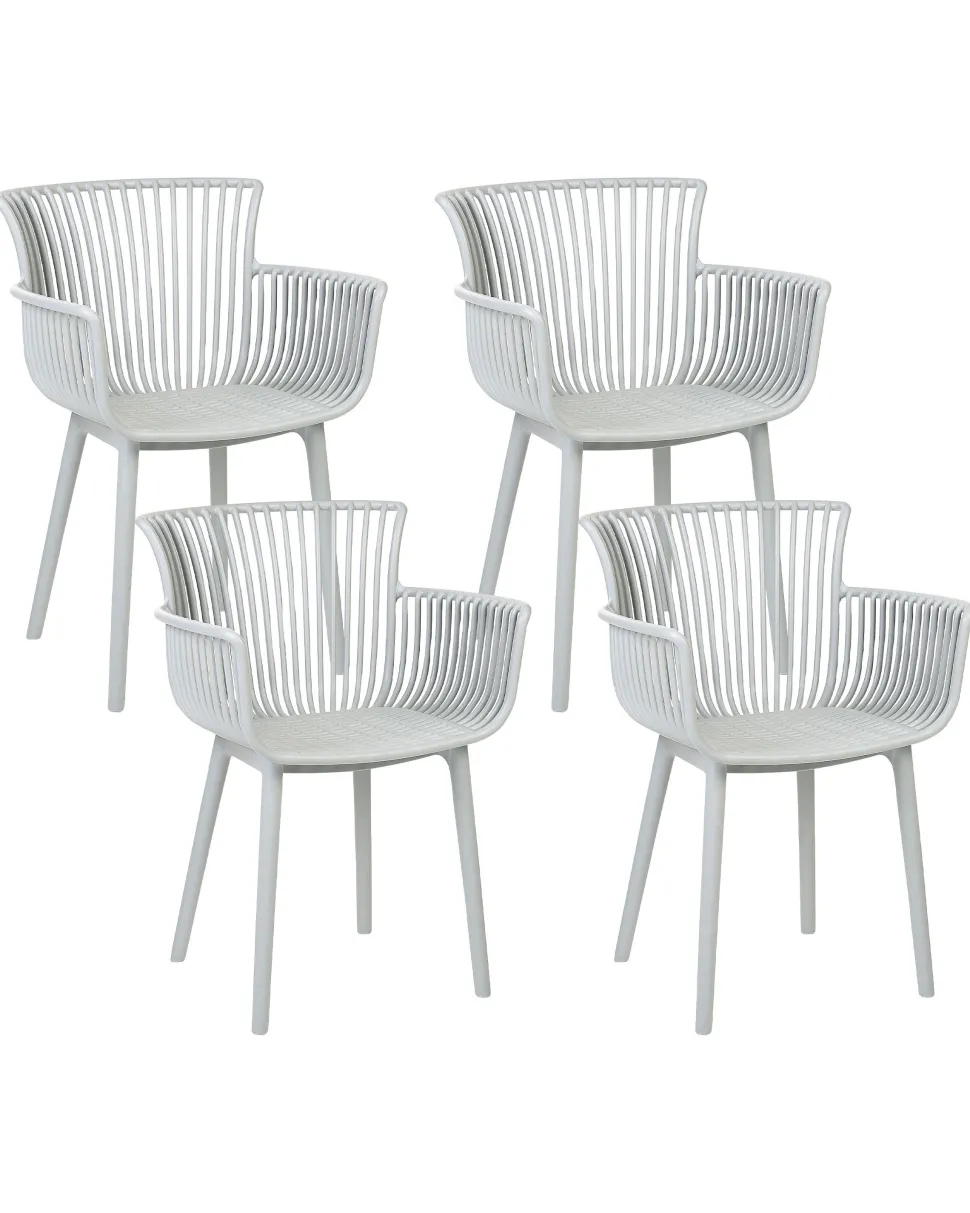 Conjunto De 4 Cadeiras Em Plastico Cinzento Claro Pesaro