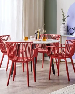Conjunto De 4 Cadeiras Em Plastico Vermelho Pesaro