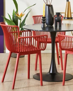 Conjunto De 4 Cadeiras Em Plastico Vermelho Pesaro