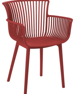 Conjunto De 4 Cadeiras Em Plastico Vermelho Pesaro