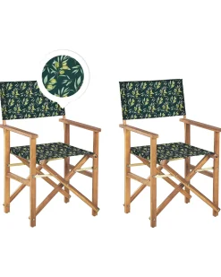Conjunto De 2 Cadeiras Madeira Clara E 2 Lonas Cinzentas E Padrao Oliveira Cine