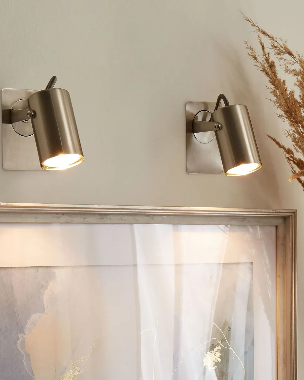 Conjunto De 2 Candeeiros De Parede Em Metal Prateado Klip