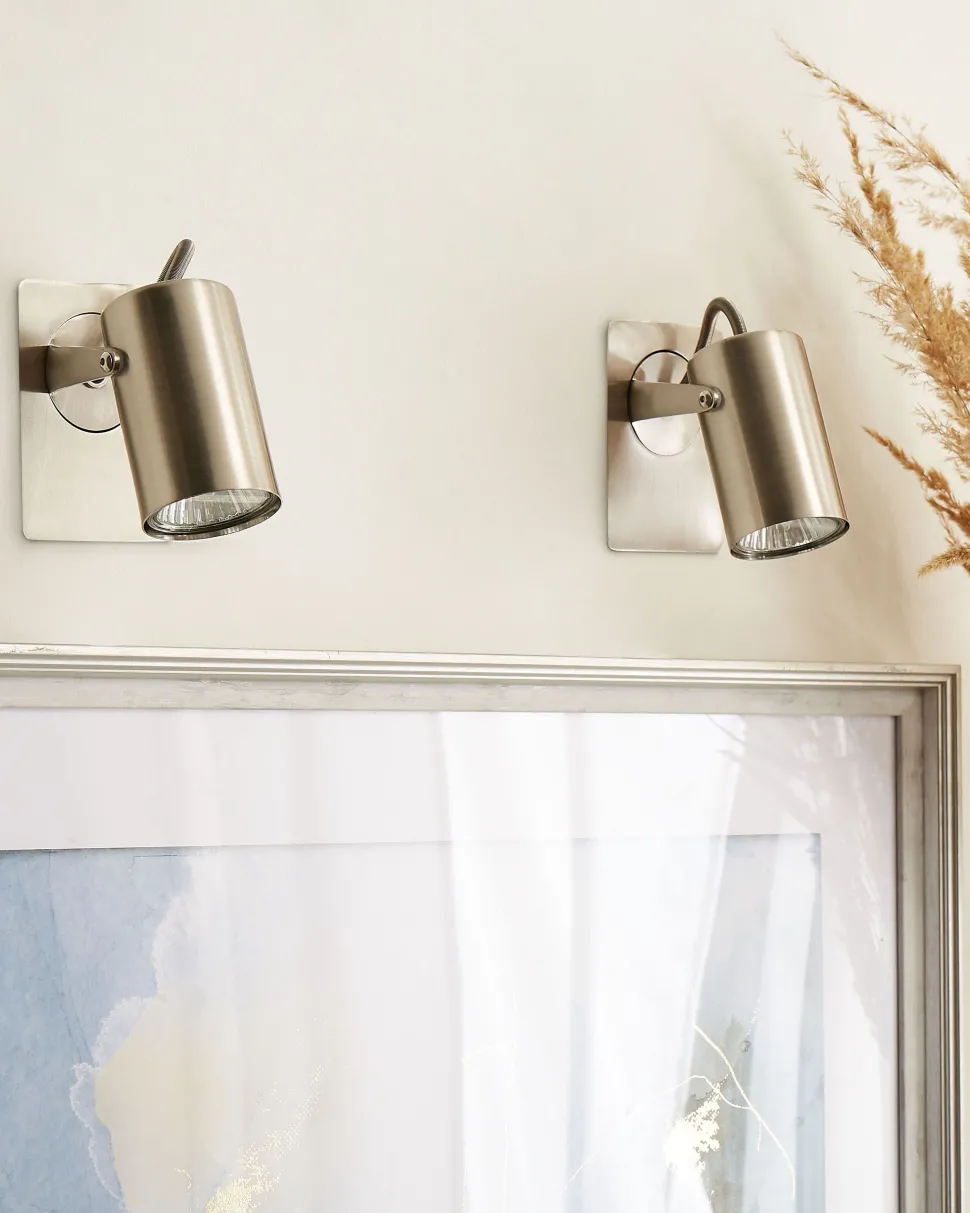 Conjunto De 2 Candeeiros De Parede Em Metal Prateado Klip