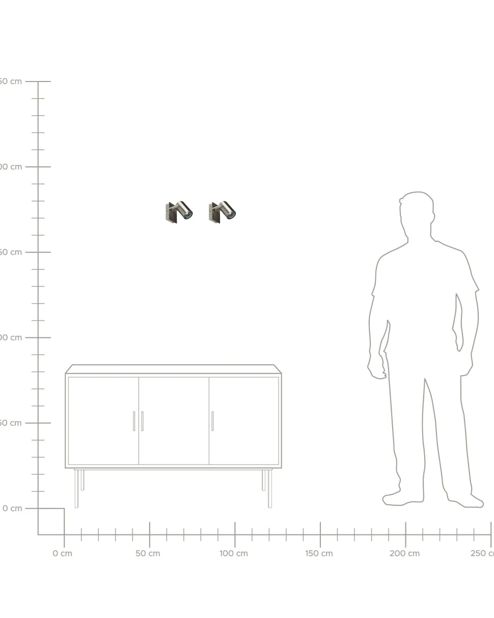 Conjunto De 2 Candeeiros De Parede Em Metal Prateado Klip