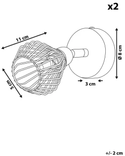 Conjunto De 2 Candeeiros De Parede Em Metal Cobre Volga