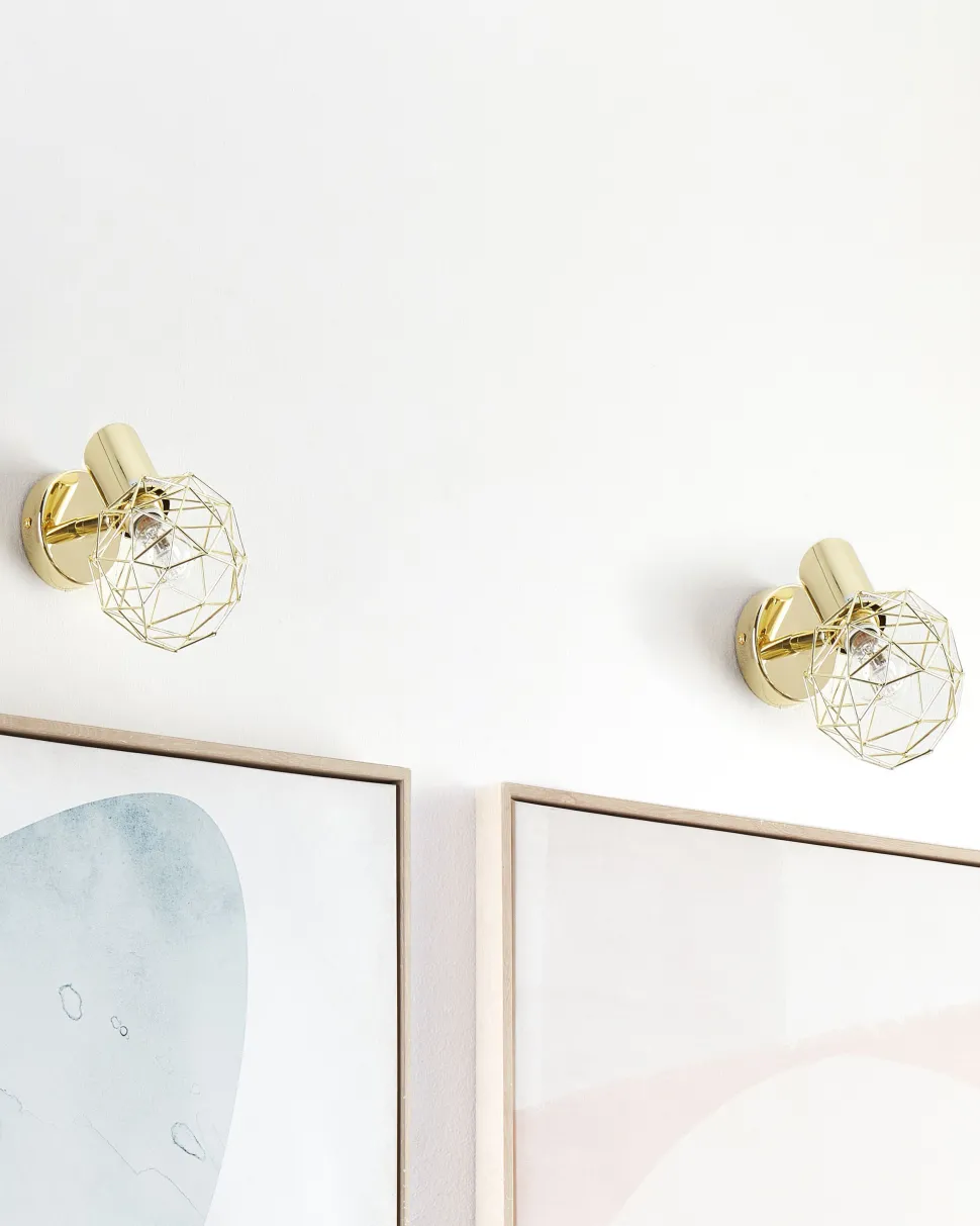 Conjunto De 2 Candeeiros De Parede Dourados Chenab