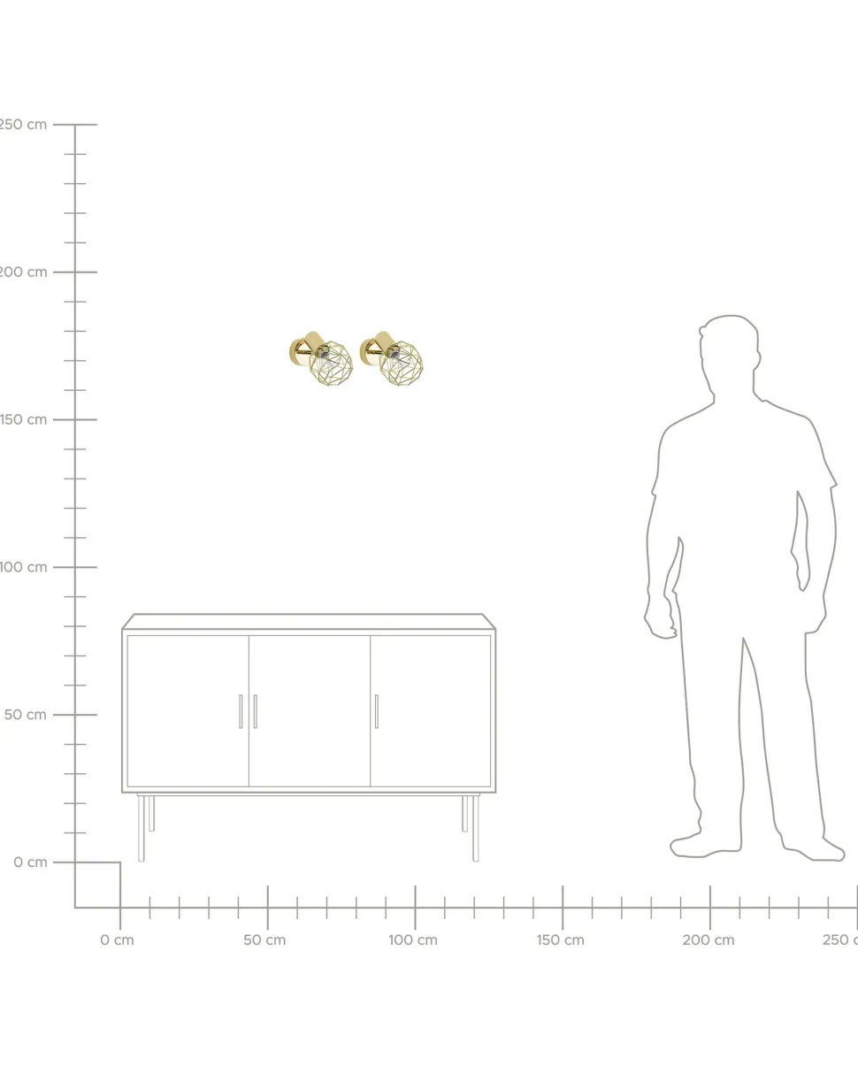 Conjunto De 2 Candeeiros De Parede Dourados Chenab