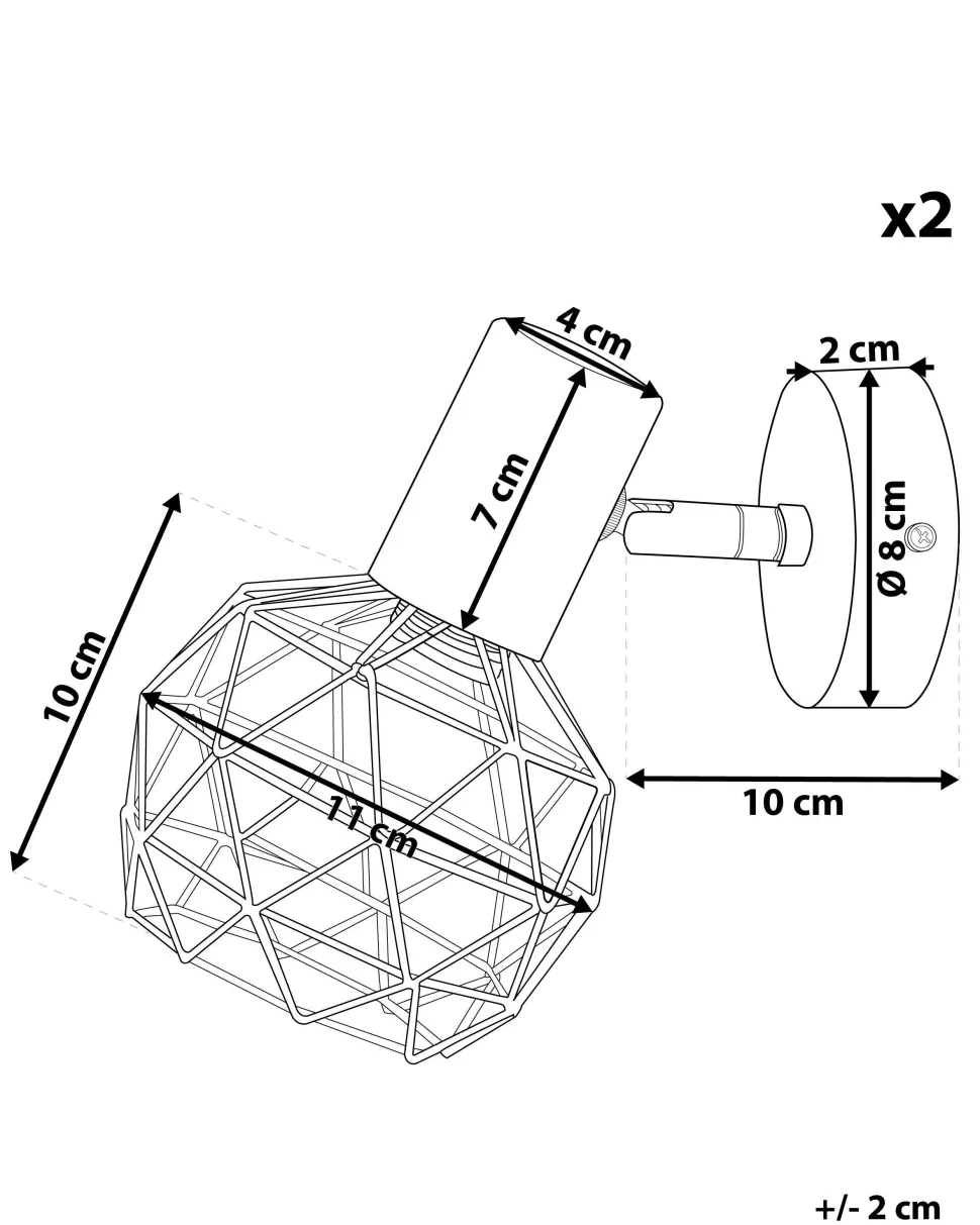 Conjunto De 2 Candeeiros De Parede Dourados Chenab
