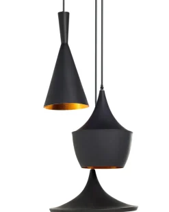 Conjunto De 3 Candeeiros De Teto Preto E Dourado Carson