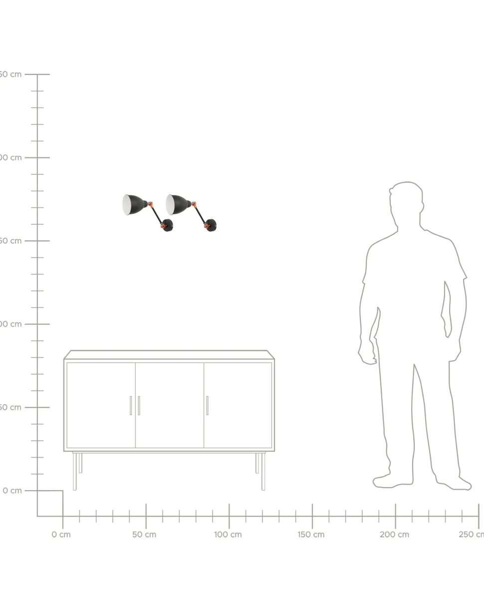 Conjunto De 2 Candeeiros De Parede Cinzento Grafite Mississippi M