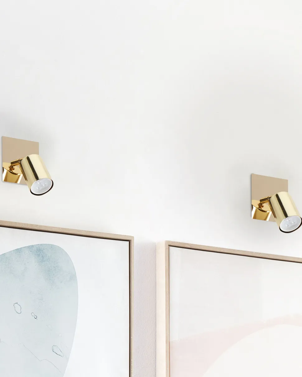 Conjunto De 2 Candeeiros De Parede Dourados Tigris