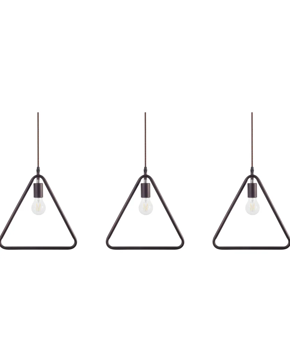 Conjunto De 3 Candeeiros De Teto Triangulares De Metal Castanho Juruena