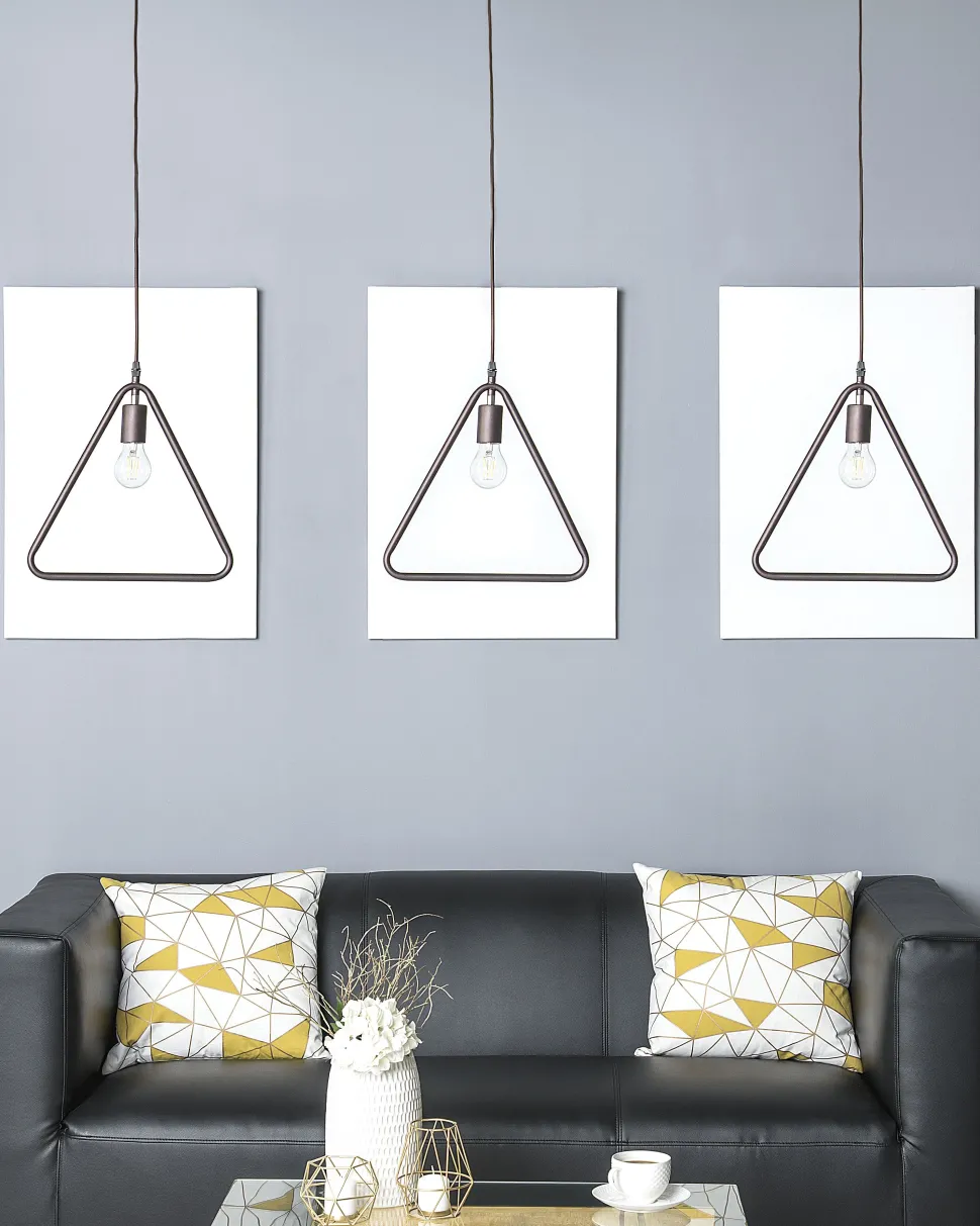 Conjunto De 3 Candeeiros De Teto Triangulares De Metal Castanho Juruena