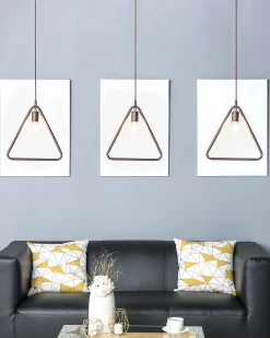 Conjunto De 3 Candeeiros De Teto Triangulares De Metal Castanho Juruena