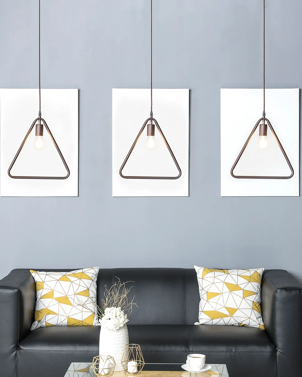 Conjunto De 3 Candeeiros De Teto Triangulares De Metal Castanho Juruena