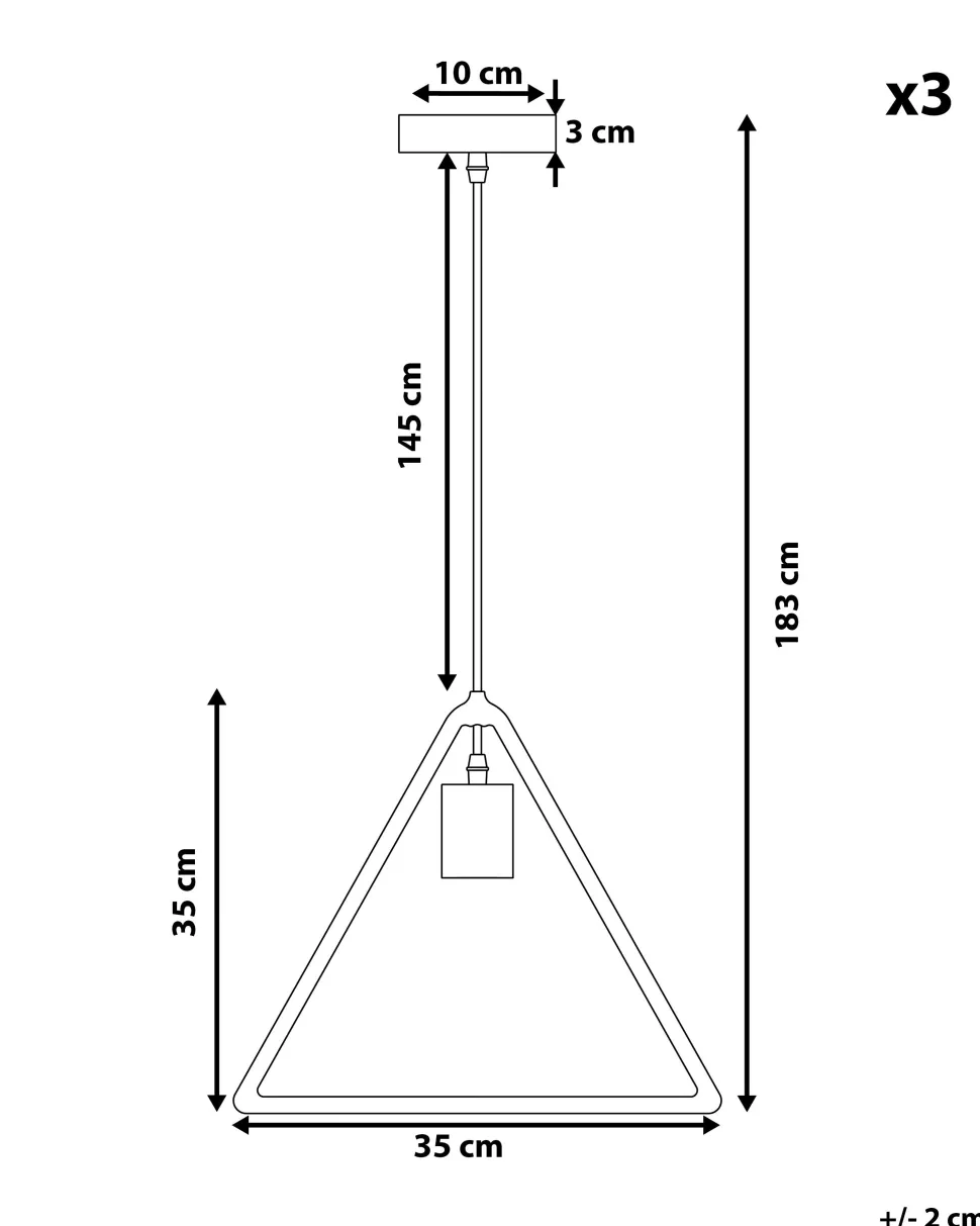 Conjunto De 3 Candeeiros De Teto Triangulares De Metal Castanho Juruena