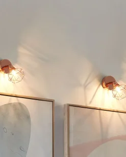 Conjunto De 2 Candeeiros De Parede Em Metal Cobreado Erma