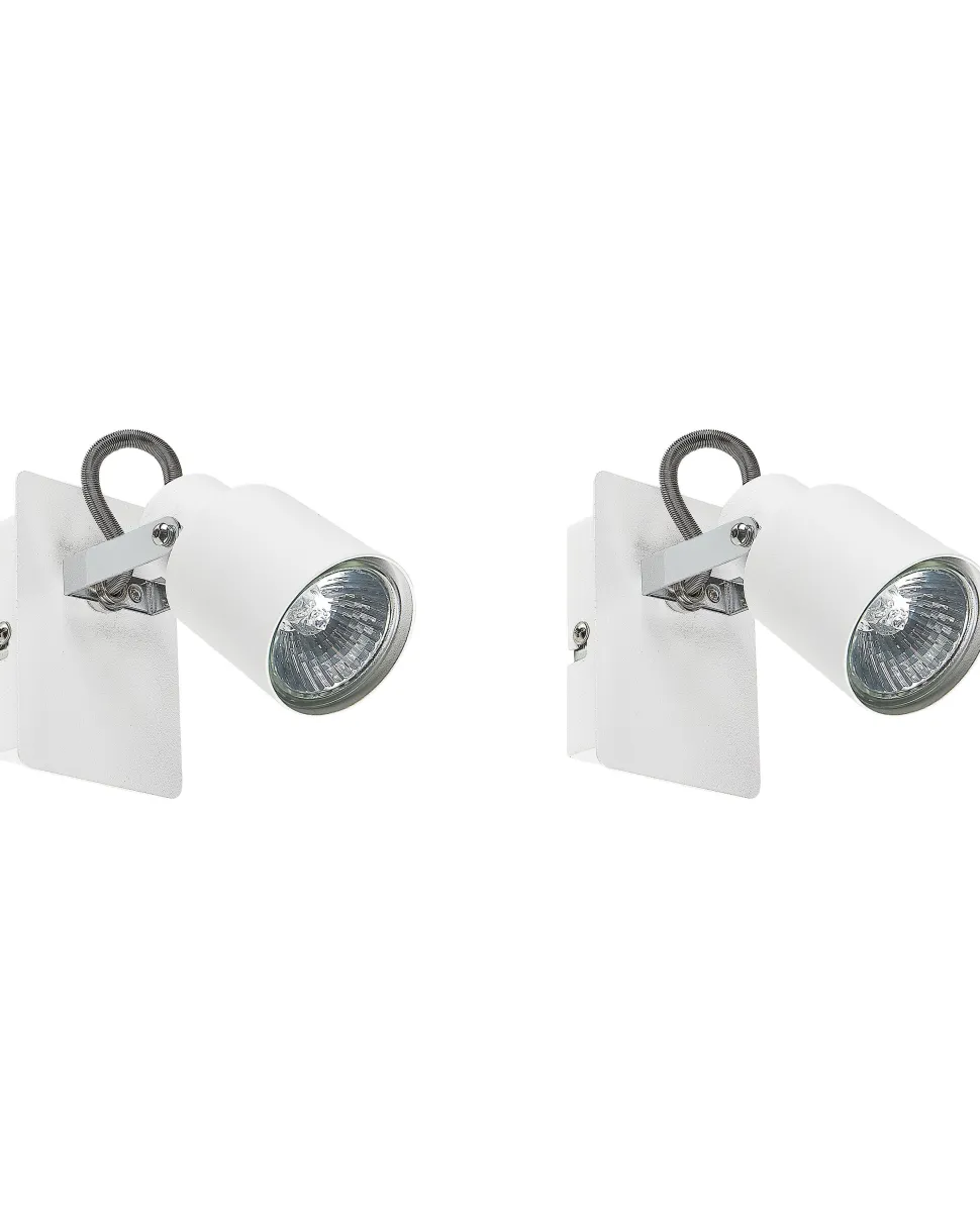 Conjunto De 2 Candeeiros De Parede Em Metal Branco Bonte