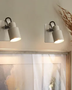 Conjunto De 2 Candeeiros De Parede Em Metal Branco Bonte