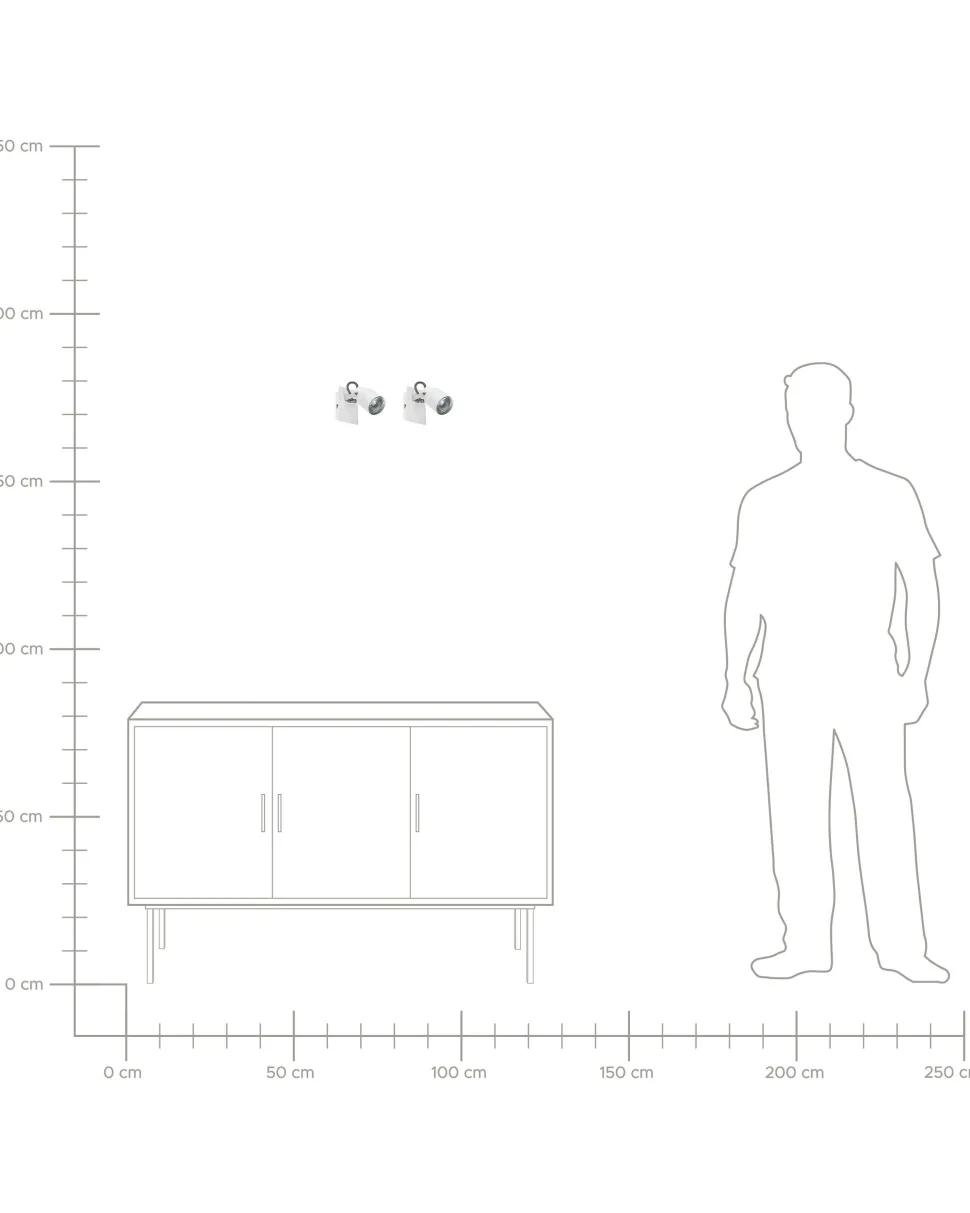 Conjunto De 2 Candeeiros De Parede Em Metal Branco Bonte