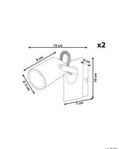 Conjunto De 2 Candeeiros De Parede Em Metal Branco Bonte