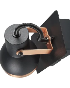 Conjunto De 2 Candeeiros De Parede Em Metal Preto E Cor De Cobre Baro
