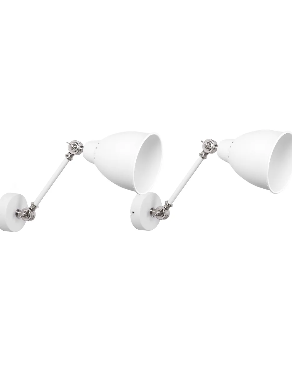 Conjunto De 2 Candeeiros De Parede Branco E Prateado Mississippi M