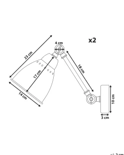 Conjunto De 2 Candeeiros De Parede Branco E Prateado Mississippi M